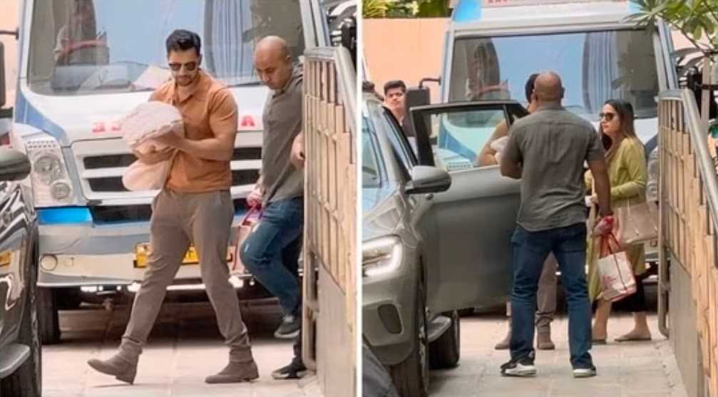 बच्ची को सीने से लगाए अस्पताल से घर लौटे वरुण धवन, नताशा दलाल बच्ची को सीने से लगाए अस्पताल से घर लौटे वरुण धवन, नताशा दलाल